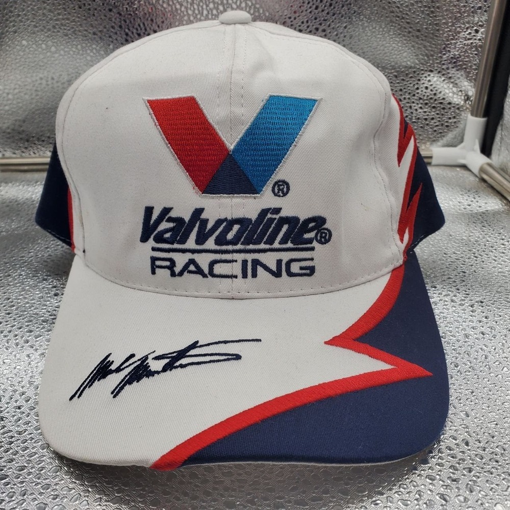 Vintage Mark Martin Valvoline Checkered Flag Valvoline Racing Mens OS White Hat